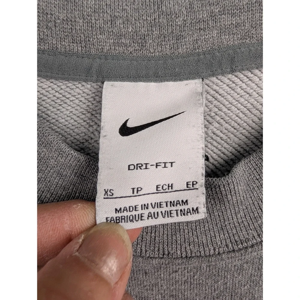 Nike Dri-FIT Big Swoosh Crewneck Sweatshirt Gray Mens XS